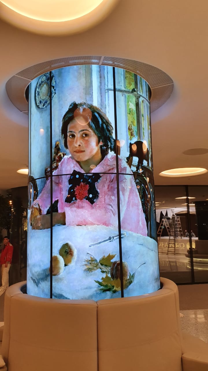 Sber head office entry group with media screens